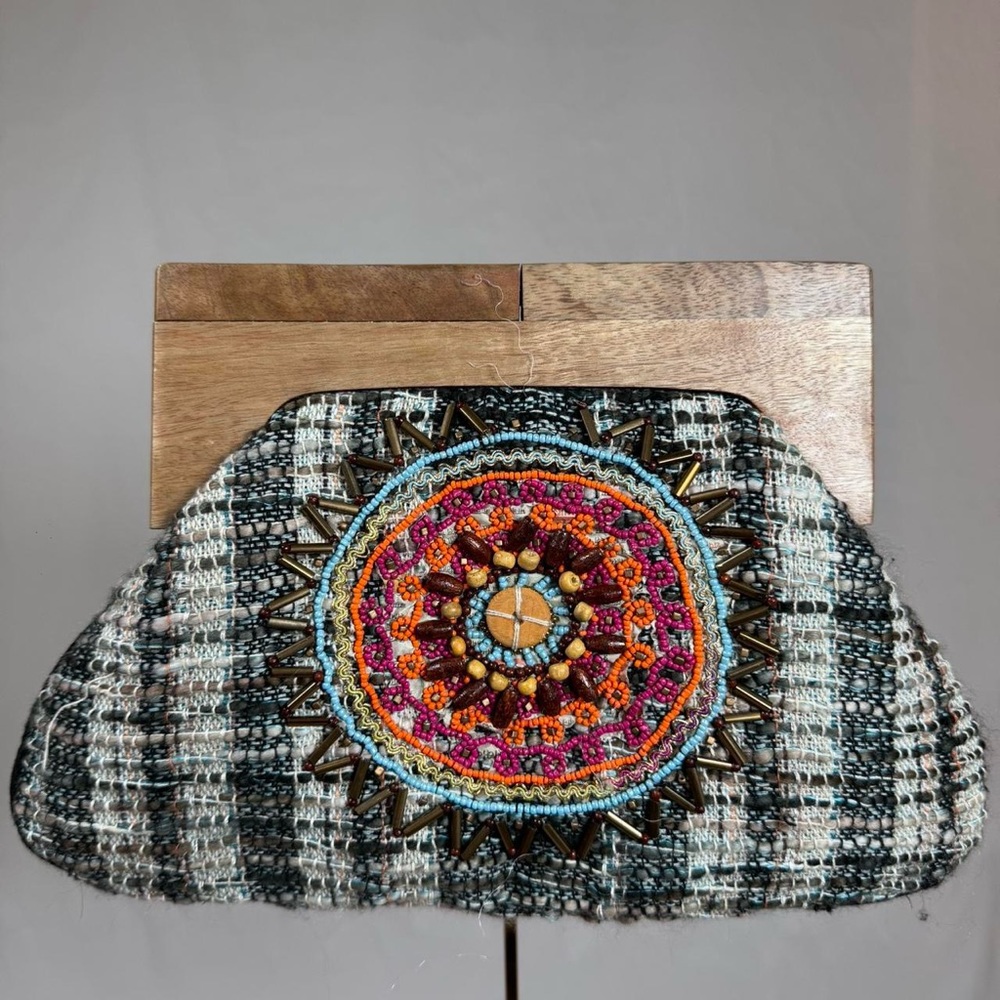 tweed beaded bag